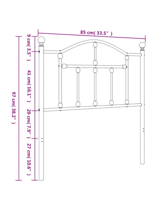 Gultas galvgalis, metāls, balts, 80 cm