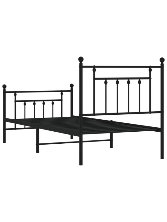 Gultas rāmis ar galvgali un kājgali, melns metāls, 80x200 cm
