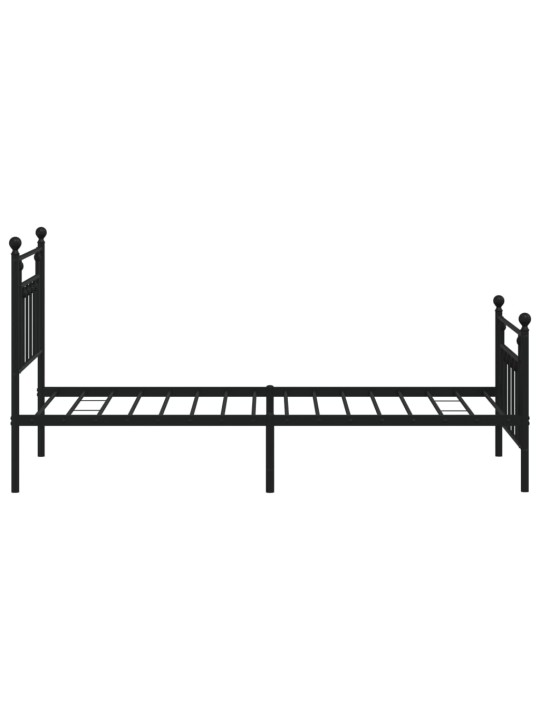 Gultas rāmis ar galvgali un kājgali, melns metāls, 90x200 cm