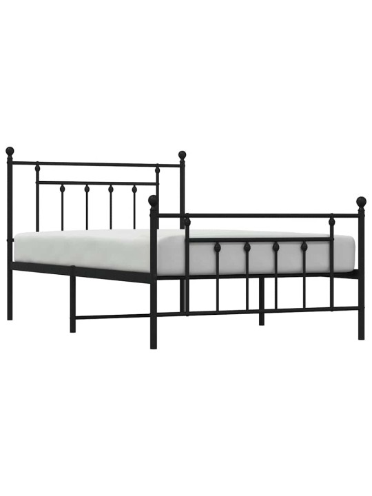 Gultas rāmis ar galvgali un kājgali, melns metāls, 100x200 cm