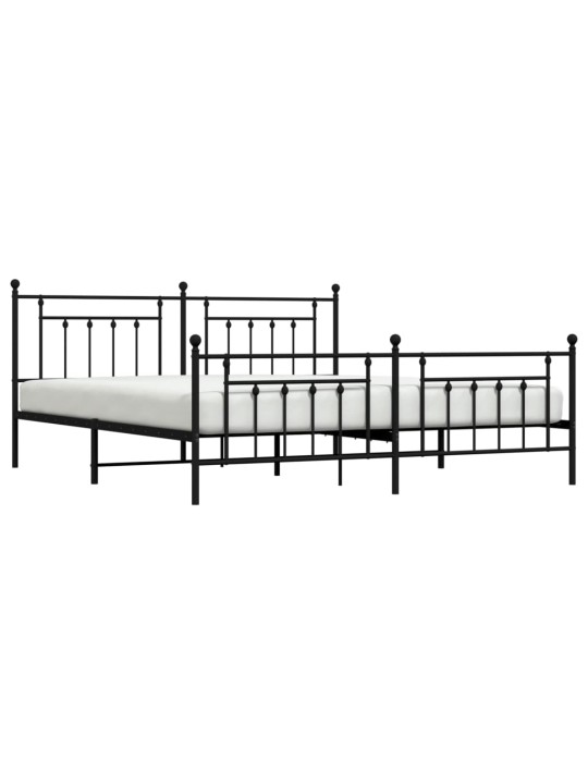 Gultas rāmis ar galvgali un kājgali, melns metāls, 200x200 cm