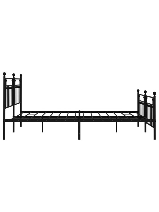 Gultas rāmis ar galvgali un kājgali, melns metāls, 200x200 cm