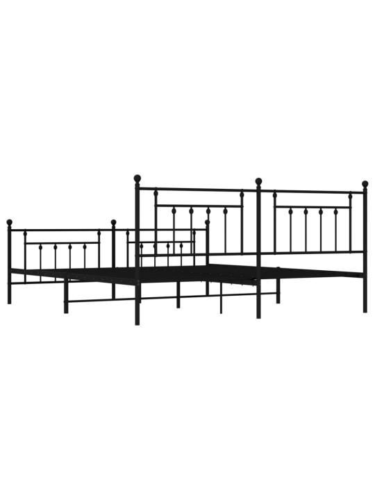 Gultas rāmis ar galvgali un kājgali, melns metāls, 200x200 cm