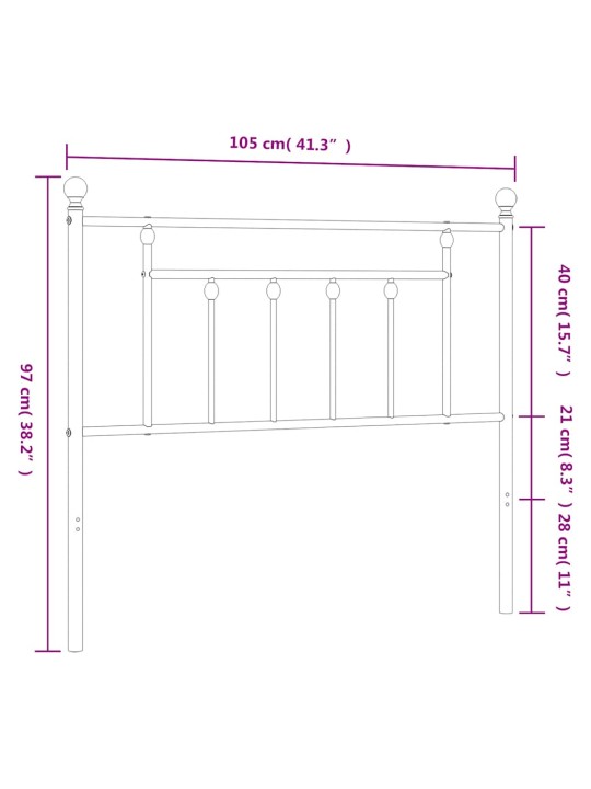 Gultas galvgalis, metāls, melns, 100 cm