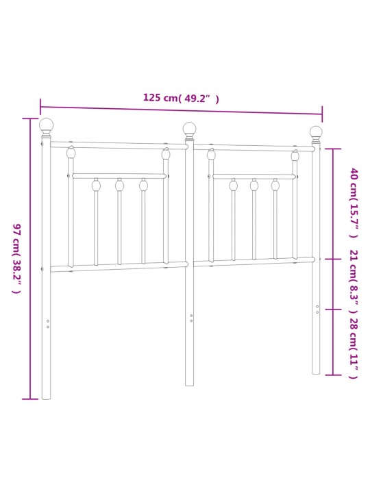 Gultas galvgalis, metāls, melns, 120 cm