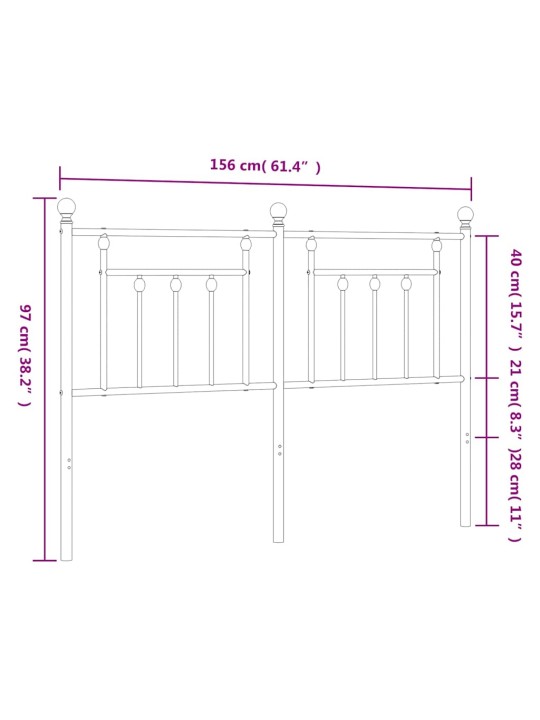 Gultas galvgalis, metāls, melns, 150 cm