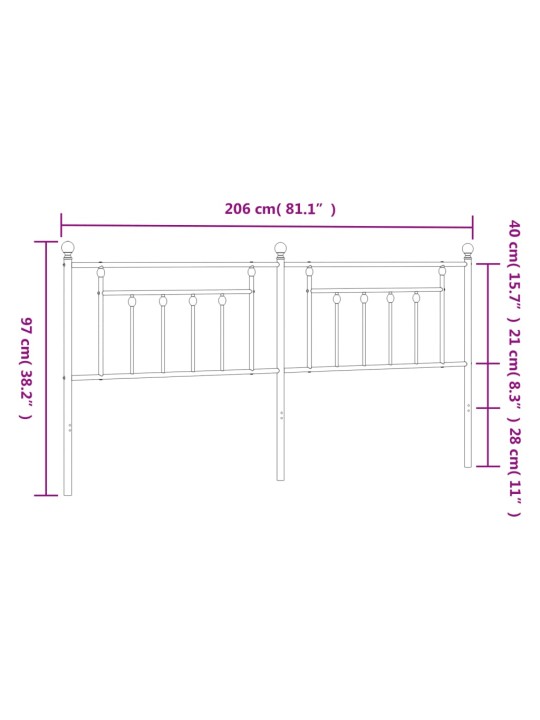 Gultas galvgalis, metāls, melns, 200 cm