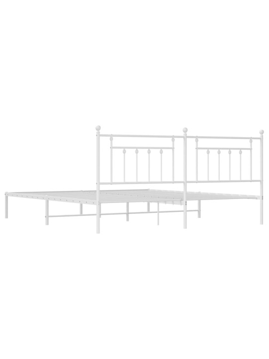 Gultas rāmis ar galvgali, balts metāls, 200x200 cm