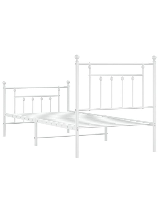 Gultas rāmis ar galvgali un kājgali, balts metāls, 80x200 cm