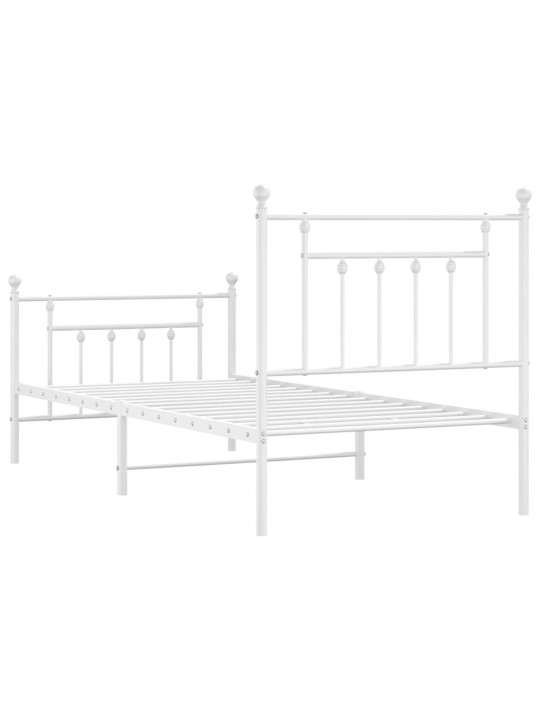 Gultas rāmis ar galvgali un kājgali, balts metāls, 90x200 cm