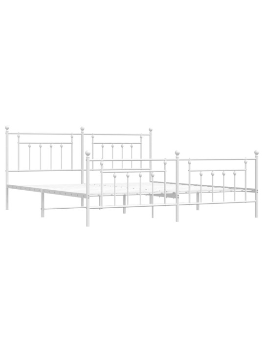 Gultas rāmis ar galvgali un kājgali, balts metāls, 200x200 cm