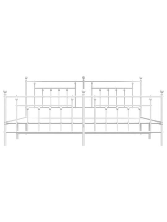 Gultas rāmis ar galvgali un kājgali, balts metāls, 200x200 cm