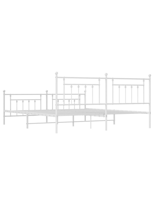 Gultas rāmis ar galvgali un kājgali, balts metāls, 200x200 cm