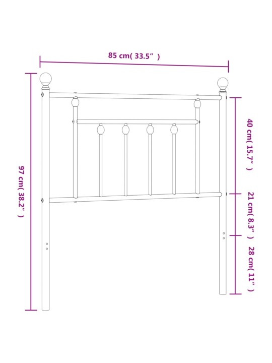 Gultas galvgalis, metāls, balts, 80 cm