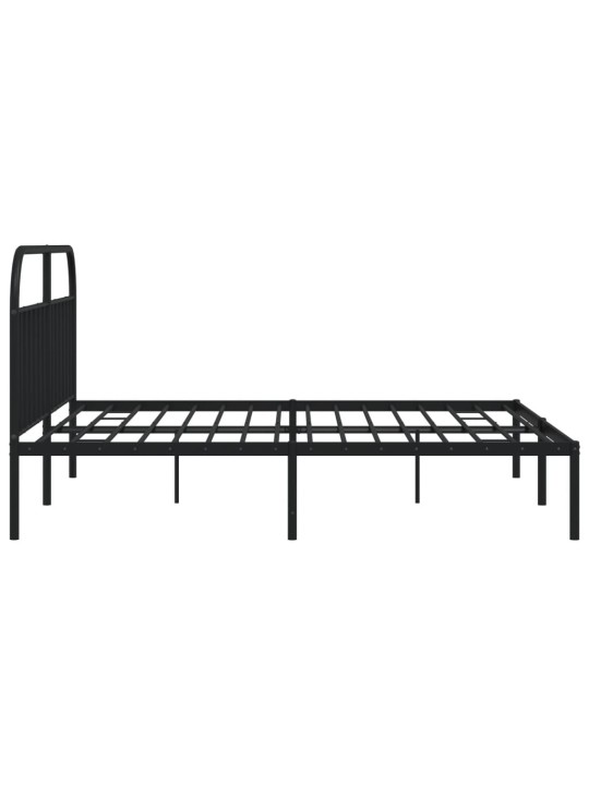 Gultas rāmis ar galvgali, melns metāls, 200x200 cm