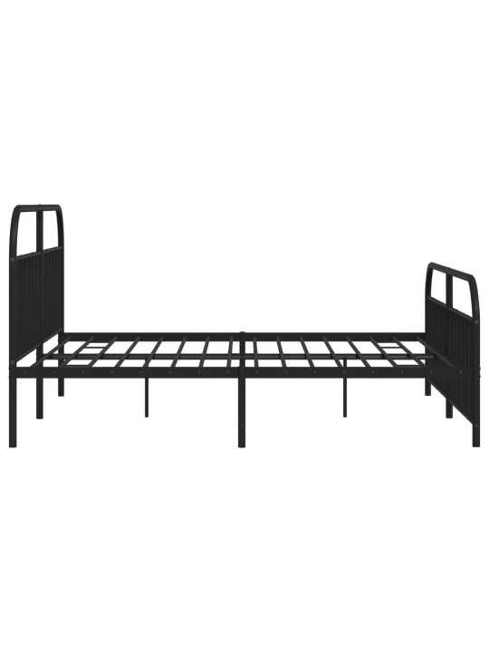 Gultas rāmis ar galvgali un kājgali, melns metāls, 200x200 cm