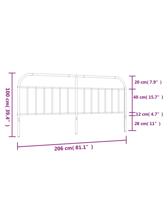Gultas galvgalis, metāls, melns, 200 cm