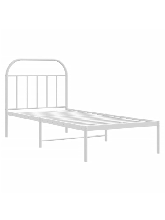 Gultas rāmis ar galvgali, balts metāls, 90x200 cm
