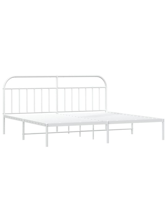Gultas rāmis ar galvgali, balts metāls, 200x200 cm