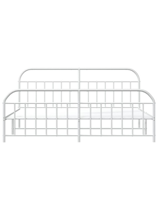 Gultas rāmis ar galvgali un kājgali, balts metāls, 200x200 cm