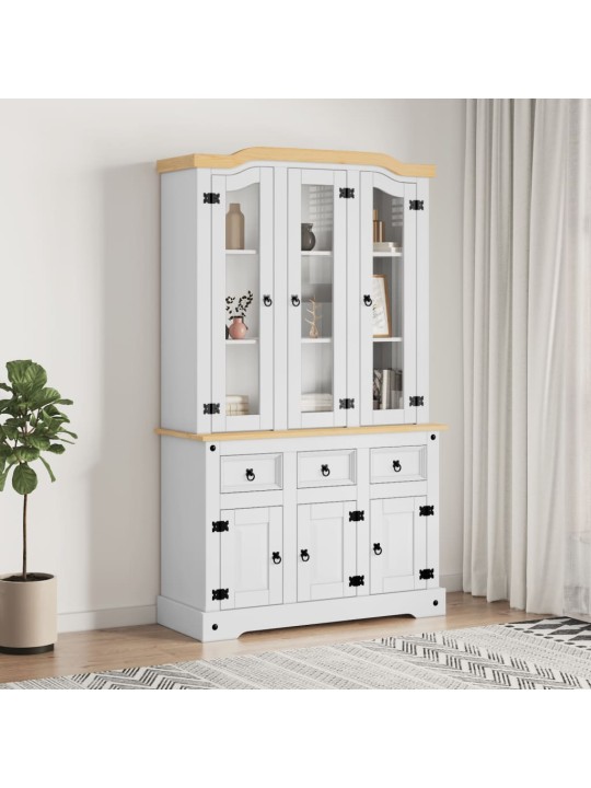 Kumode corona, balta, 112x43x196 cm, meksikas priedes masīvkoks