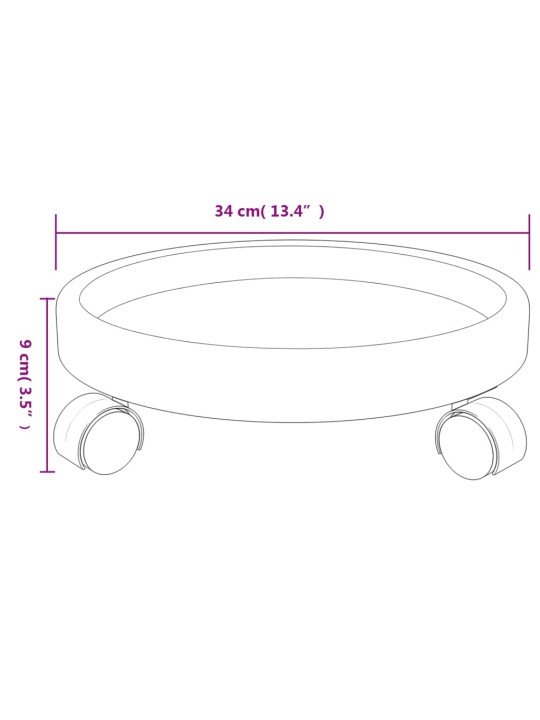 Podu paliktņi ar riteņiem, 2 gab., pelēki, 34 cm, 35 kg