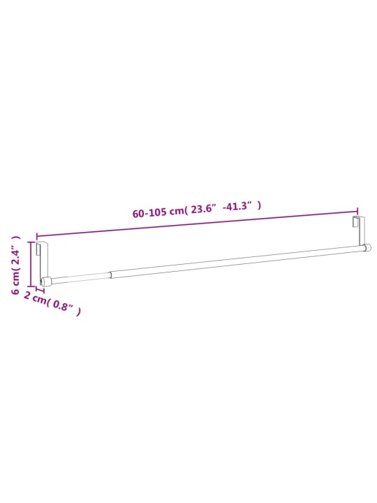Aizkaru stangas, 2 gab., balta, sudrabaina, 60-105cm, alumīnijs