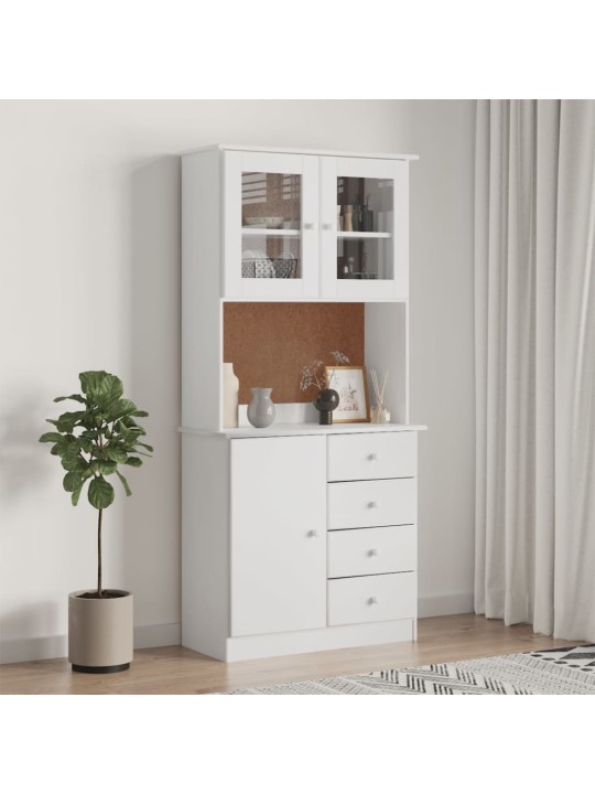 Kumode alta, balta, 77x35x165 cm, priedes masīvkoks