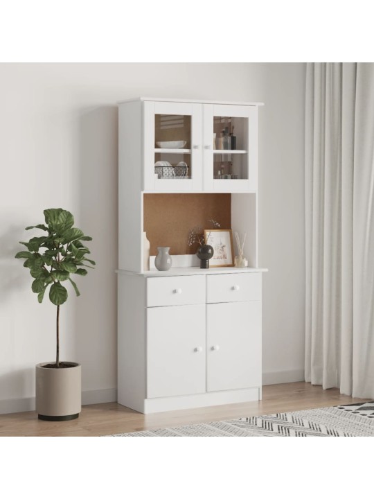 Kumode alta, balta, 77x35x165 cm, priedes masīvkoks