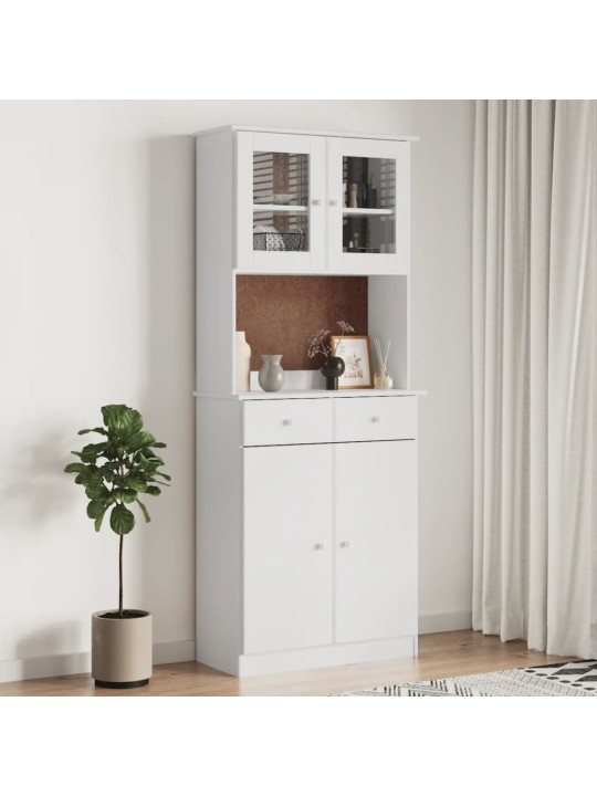 Kumode alta, balta, 77x35x188 cm, priedes masīvkoks