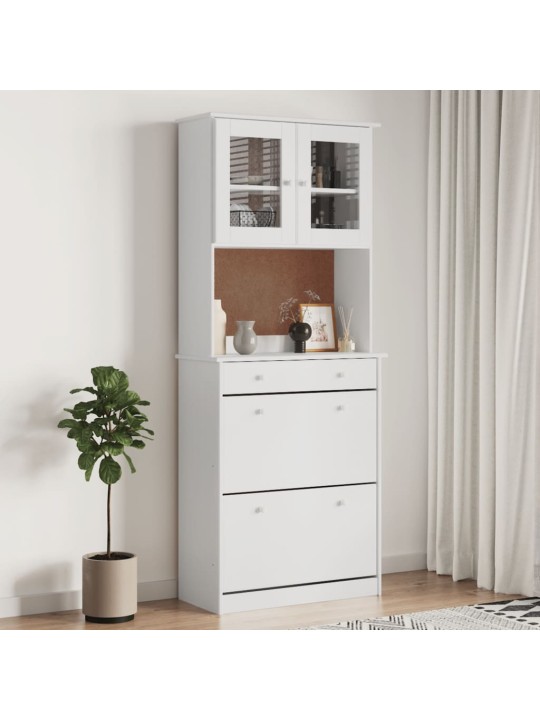 Kumode alta, balta, 77x35x188 cm, priedes masīvkoks