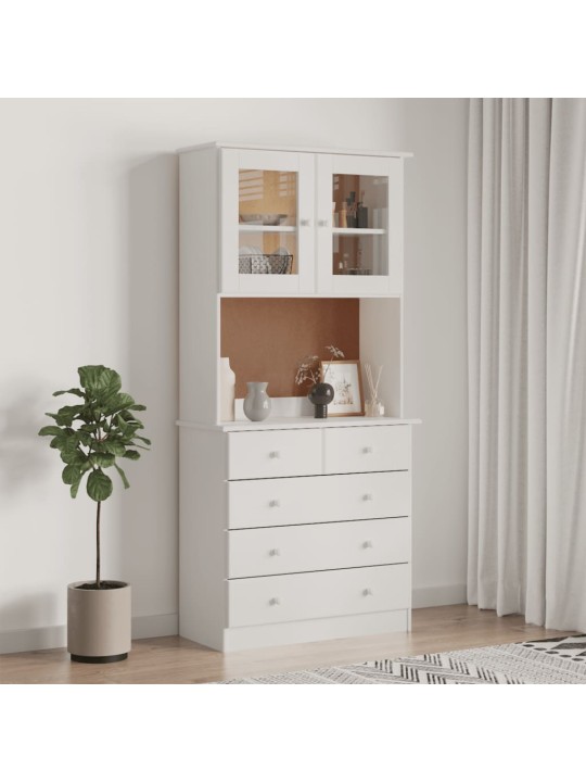 Kumode alta, balta, 77x35x165 cm, priedes masīvkoks