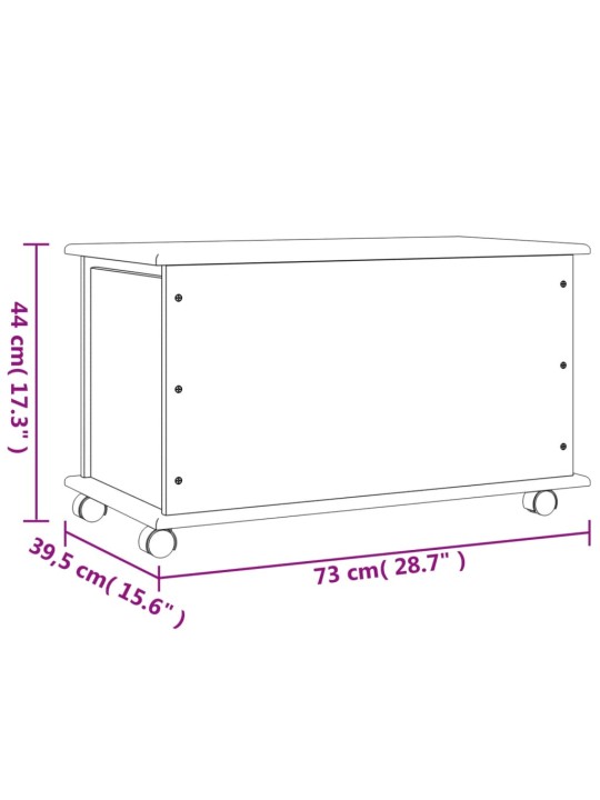 Lāde ar riteņiem alta, 73x39,5x44 cm, masīvkoka priede