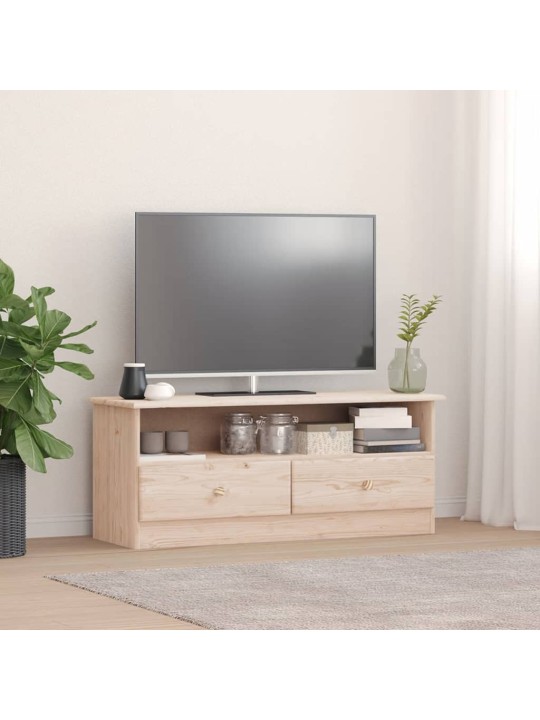 Tv skapītis ar atvilktnēm alta, 100x35x41 cm, priedes masīvkoks