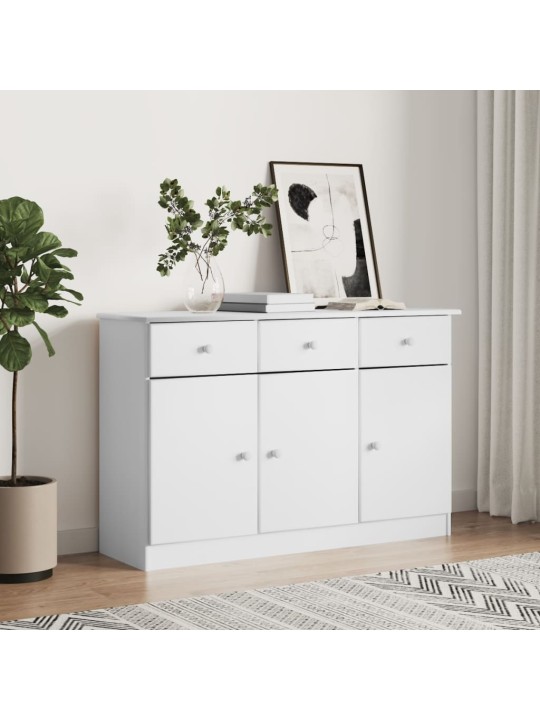 Kumode alta, balta, 112x35x73 cm, priedes masīvkoks