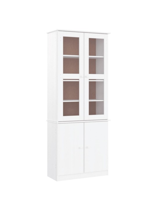 Skapis ar stikla durvīm alta, balts, 77x35x186,5 cm, priede