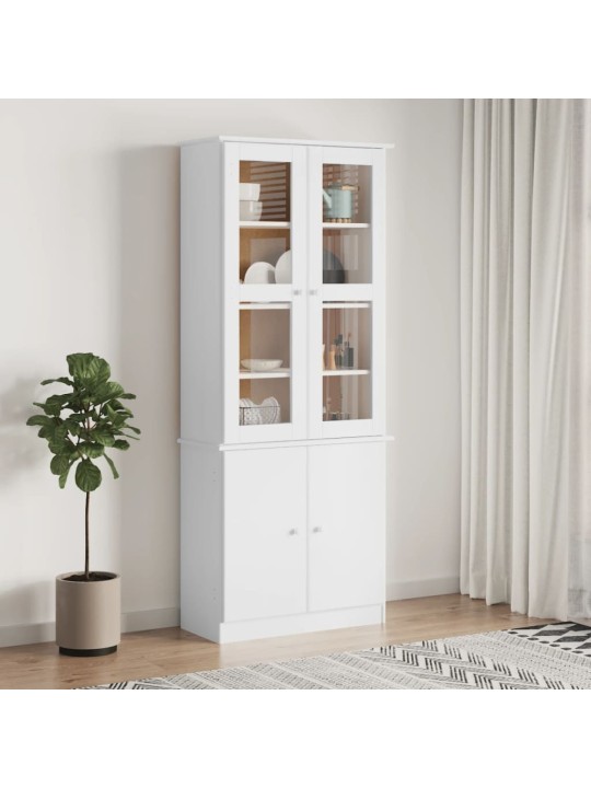 Skapis ar stikla durvīm alta, balts, 77x35x186,5 cm, priede