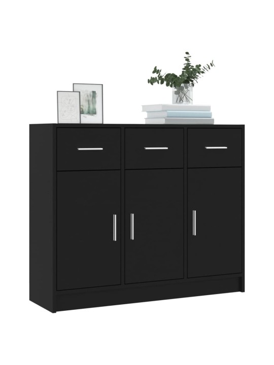 Kumode, melna, 91x28x75 cm, inženierijas koks