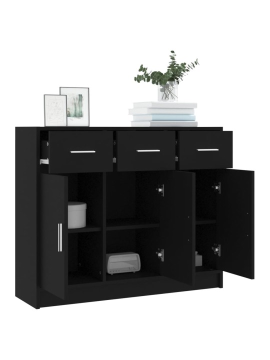 Kumode, melna, 91x28x75 cm, inženierijas koks