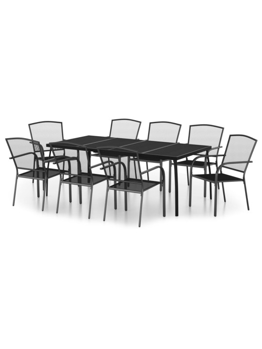 9-daļīgs dārza mēbeļu komplekts, antracītpelēks, tērauds