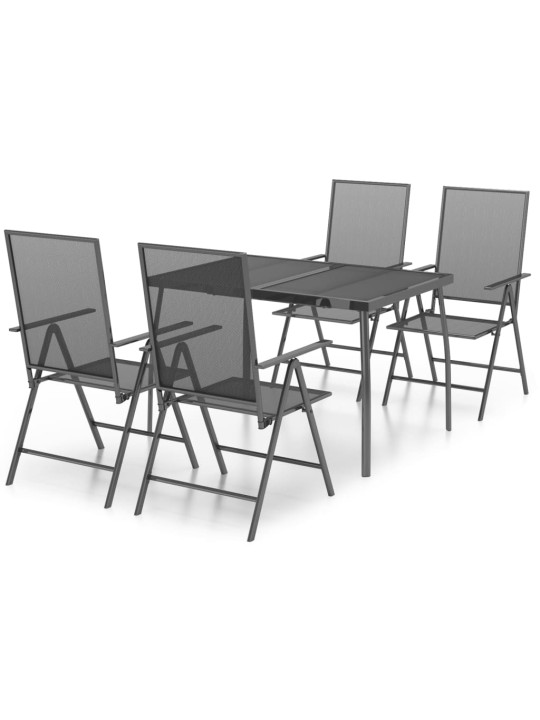 5-daļīgs dārza mēbeļu komplekts, antracītpelēks tērauds