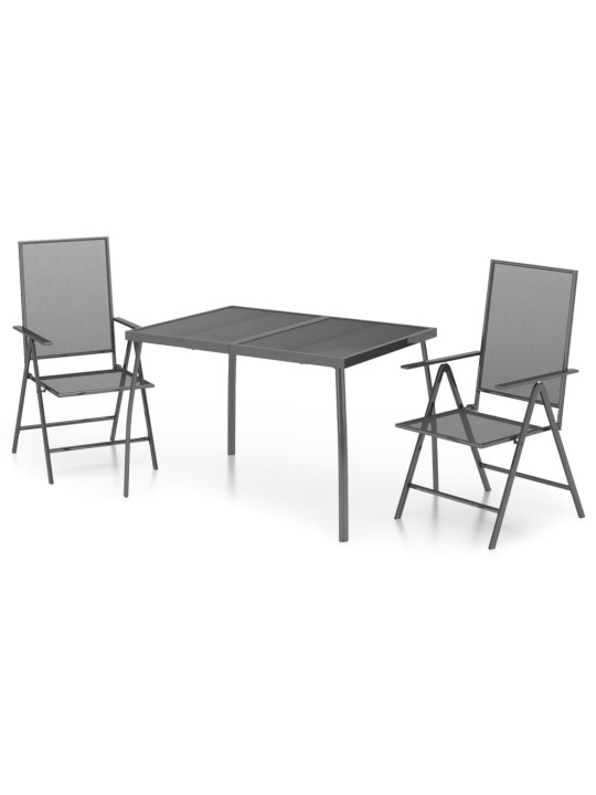 3-daļīgs dārza mēbeļu komplekts, antracītpelēks, tērauds