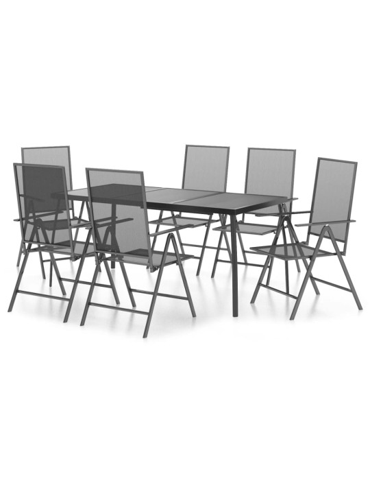 7-daļīgs dārza mēbeļu komplekts, antracītpelēks, tērauds