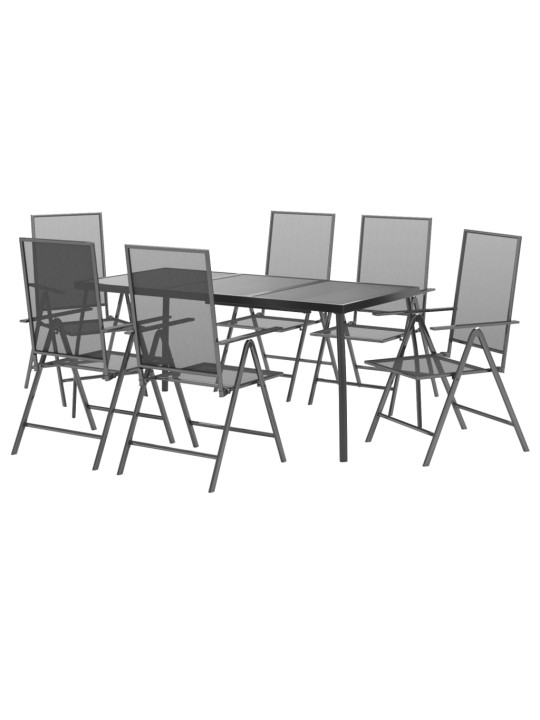7-daļīgs dārza mēbeļu komplekts, antracītpelēks, tērauds