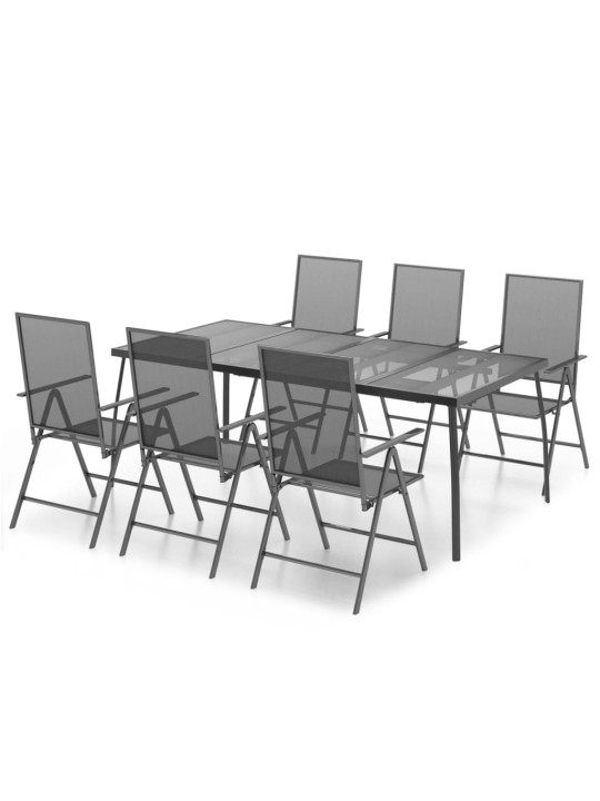 7-daļīgs dārza mēbeļu komplekts, antracītpelēks, tērauds