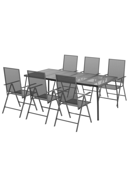 7-daļīgs dārza mēbeļu komplekts, antracītpelēks, tērauds