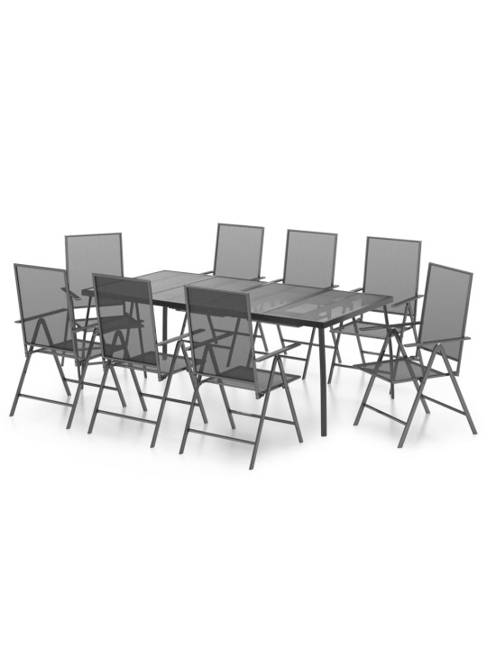 9-daļīgs dārza mēbeļu komplekts, antracītpelēks, tērauds