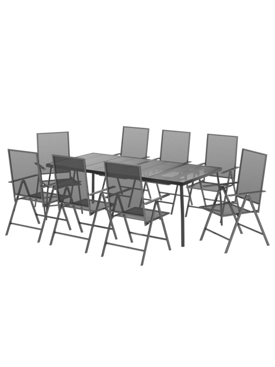 9-daļīgs dārza mēbeļu komplekts, antracītpelēks, tērauds