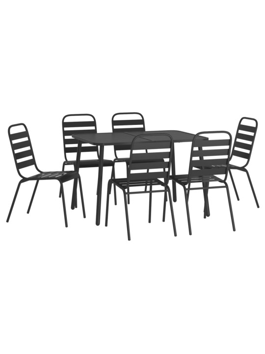 7-daļīgs dārza mēbeļu komplekts, antracītpelēks, tērauds