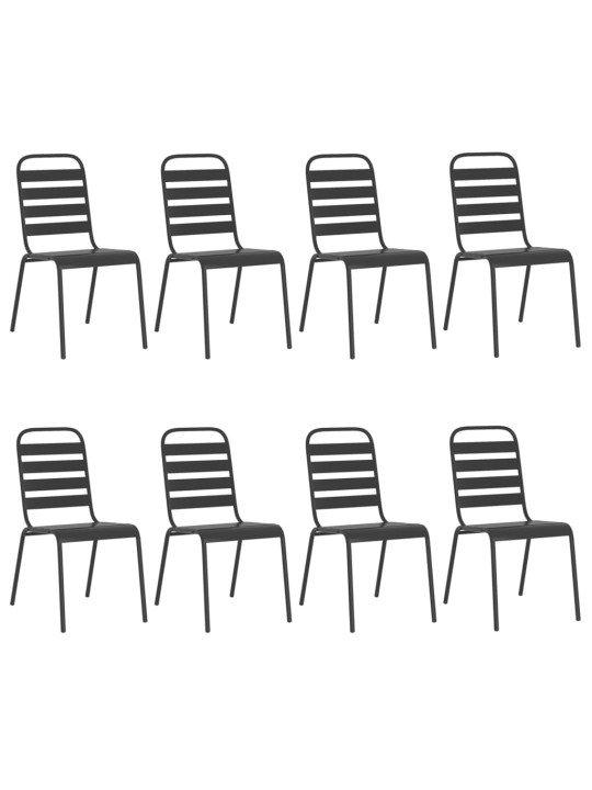 9-daļīgs dārza mēbeļu komplekts, antracītpelēks, tērauds